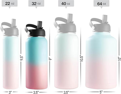 Stainless Steel Insulated Water Bottle and Travel Mug for Hot and Cold Beverages, Wide Mouth, Double Wall Insulated Hydration Sports Water Bottle for Hiking, Biking, Outdoor, 32 OZ BPA Free