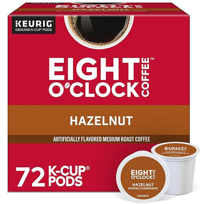Eight O'Clock Coffee Hazelnut, Keurig Single Serve K-Cup Pods, Medium Roast, 72 Count (Pack of 1)