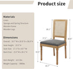 Load image into Gallery viewer, Vintage French Country Dining Room Chairs Set of 8, Rattan Dining Chairs With a Square Back, Grey Upholstered Dining Chair, Sillas para Comedor, Kitchen &amp; Dining Room Chair (Gray, Rattan, 8Pcs)