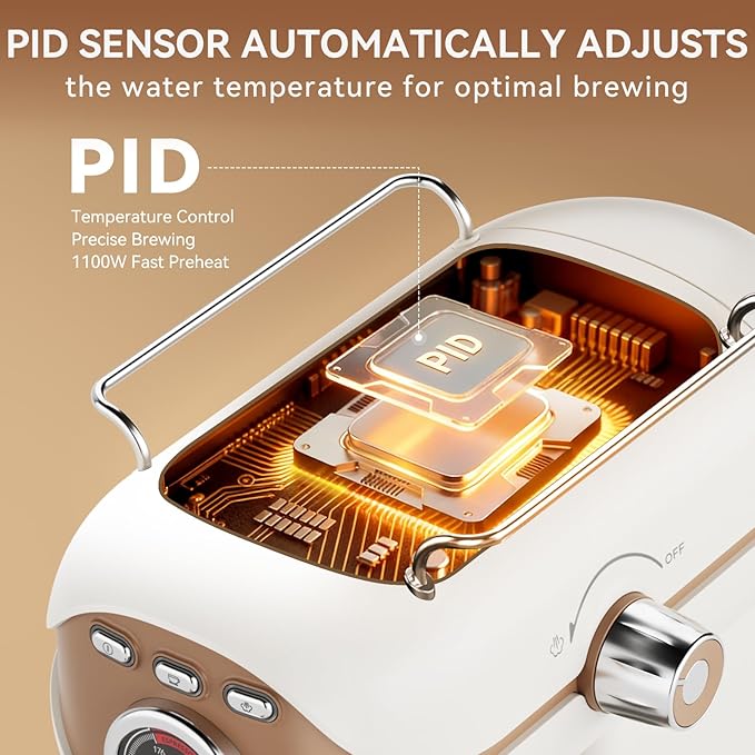 Espresso Machine, 20 BAR Pump Temperature Control, Compact Espresso Maker with Steam Milk Frother, Professional Coffee Makers for Home, Cappuccino, Latte, Gifts for Coffee Lover, White