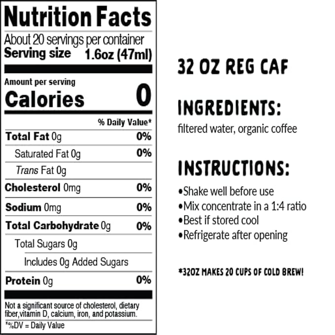 Explorer Cold Brew Organic Liquid Coffee Concentrate, Classic Regular Caffeine, Drink Iced or Hot, 32 fl oz, Makes 20+ Cups