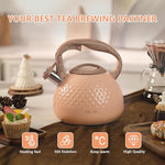 Load image into Gallery viewer, harriet Tea Kettle, Tea Pot for Stovetop, 2.5QT Whistling Kettle with 5-Layers bottom, Food Grade Stainless Steel Kettles with Hot-Resistant Handle Gas Electric Applicable, Peach