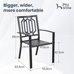Load image into Gallery viewer, PHI VILLA Set of 2 Stackable Wrought Iron Patio Dining Chairs, Portable Black Outdoor Bistro Deck Metal Chairs, Support 300 lbs, Ideal for Garden, Backyard, Lawn