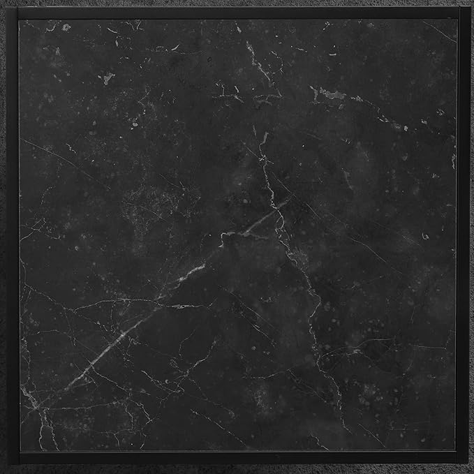 SAYGOER Black Coffee Table Small Square Coffee Table Simple Modern Center Table for Living Room Home Office 27.6 * 27.6 * 15.7Inch Easy Assembly, Black Faux Marble