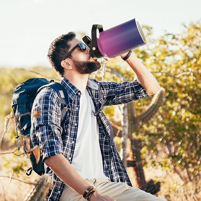 Half Gallon Water Bottle Insulated(Cold for 48 Hrs),BPA Free&Leak Proof,64oz Stainless Steel Water Jug/Flask,Big thermo,Large Water Bottle with Handle for Gym,Hiking,Camping,Gradient Purple