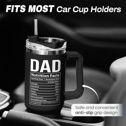 Dad Gifts for Dad from Daughter Son Best Dad Ever Tumbler with Handle 40oz Stainless Steel Insulated - Coffee Tumbler for Father's Day Birthday Christmas Cup Gift Set with Lid & Straw