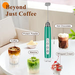 Load image into Gallery viewer, Milk Frother Handheld Rechargeable, Frother Wand Drink Mixer Electric Whisk for Coffee, Detachable With 3 Stainless Whisks, Hand Mixer for Lattes, Cappuccino, Matcha, Egg, No Stand, Green