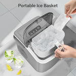 Load image into Gallery viewer, Crzoe Countertop Ice Maker Machine with Handle,26Lbs/24H,9 Cubes Ready in 6 Mins,Self-Cleaning Function with Ice Scoop and Basket for Home/Office(Grey)