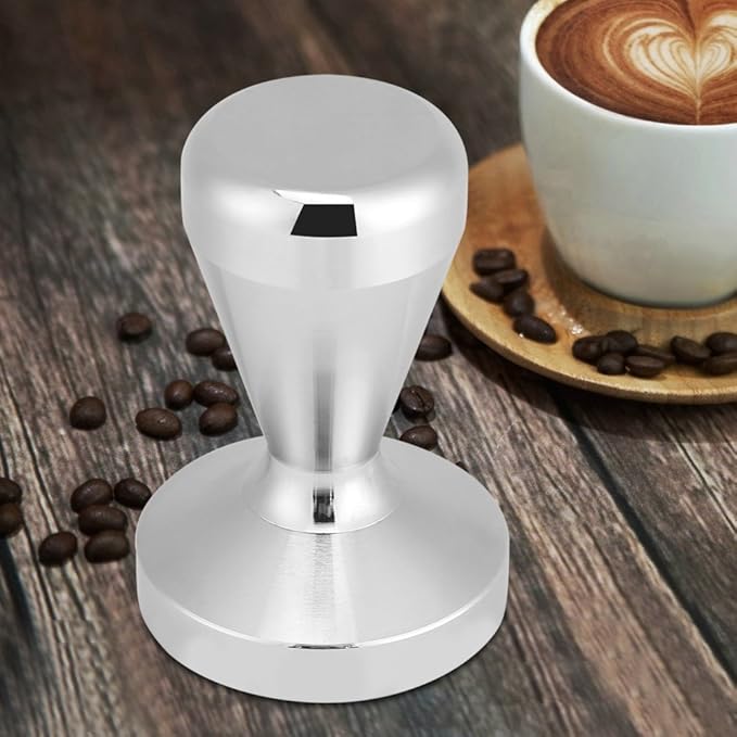 Fdit Coffee Tamper Stainless Steel Press Tool 57.5mm/49mm Flat Base Espresso Beans Press Tool (2.26inch)
