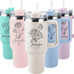Load image into Gallery viewer, ThermoThrill Ships Next Day, Personalized 40 Oz Tumbler with Handle and Straw Custom Tumbler with Text Stainless Steel Mug Birthday Gifts for Women