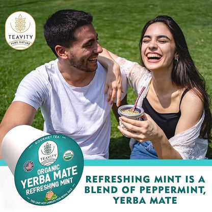 Organic Yerba Mate Refreshing Mint Tea Pods - Naturally Caffeinated Yerba Mate Tea Pod for Keurig Brewers by Teavity (36 Tea Pods)
