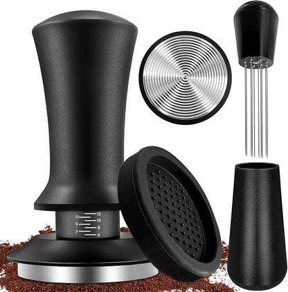 51mm Espresso Accessories Kit, Coffee Tamper Set, Spring Loaded Calibrated Tamper, WDT Tool Espresso and Tamper Mat, 51mm Espresso Tamper Kit for Espresso Coffee Machines, Barista Kit