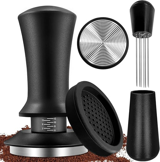 51mm Espresso Accessories Kit, Coffee Tamper Set, Spring Loaded Calibrated Tamper, WDT Tool Espresso and Tamper Mat, 51mm Espresso Tamper Kit for Espresso Coffee Machines, Barista Kit