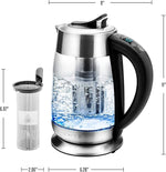 Load image into Gallery viewer, OVENTE Electric Tea Kettle with Temperature Control and Removable Tea Infuser, 1500W Water Boiler and Heater with 1.8L Borosilicate Glass, BPA Free, Auto Shut Off &amp; Boil Dry Protection, Silver KG6610S