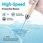 Load image into Gallery viewer, Milk Frother Rechargeable Handheld for Coffee-Drink Mixer 3 Speed Adjustable, Frother Wand with 3 Stainless Whisks, Electric Foam Maker, Electric Whisk for Latte Cappuccino Matcha Egg