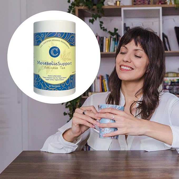 Dr. Cowan’s Garden Organic Ashitaba Green Tea - 20 Teabags - Metabolic Support Herbal Tea Bags with Turmeric Powder, Calming Digestive Support for Health & Well-Being, Ashitaba Herbs Grown in the USA