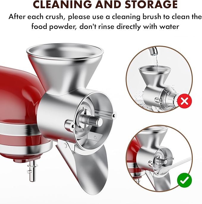 Metal Grain Mill Attachment for Kitchenaid Stand Mixer, Flour Mill Grinder for Kitchen Aid Accessories and Attachments, Fit for Grinding Non-Oily Dry Grain Corn, Coffee Bean, Buckwheat, Oats, Millet