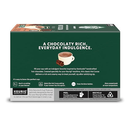 Starbucks Coffee K-Cup Pods, Naturally Flavored Hot Cocoa For Keurig Coffee Makers, 6 Boxes (60 Pods Total)