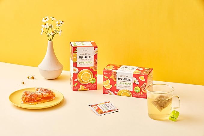 Damtuh Yuzu Honey Chamomile Tea – Citrusy & Floral Herbal Tea Blend, 20 Tea Bags (1g each)