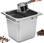 Load image into Gallery viewer, TECHSHARE Stainless Steel Knock Box, Square Espresso Knock Box, Large Capacity Coffee Knock Box, Easy to Clean Espresso Accessories for Home, Kitchen, Cafe, and More