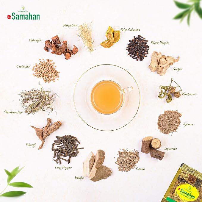 SAMAHAN Ayurvedic Herbal Tea Packets - Sri Lankan Ceylon Blend with 14 Natural Herbs Including Ginger, Black Pepper & More, Herbal Tea Bags for Wellness, Relaxation & Daily Comfort - 100 Count