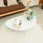 Load image into Gallery viewer, FIRMINANA Small White Oval Coffee Table for Small Space,Simple Modern Table for Apartment or Livingroom Corner,White,18.9" D x 33.47" W x 15.75" H