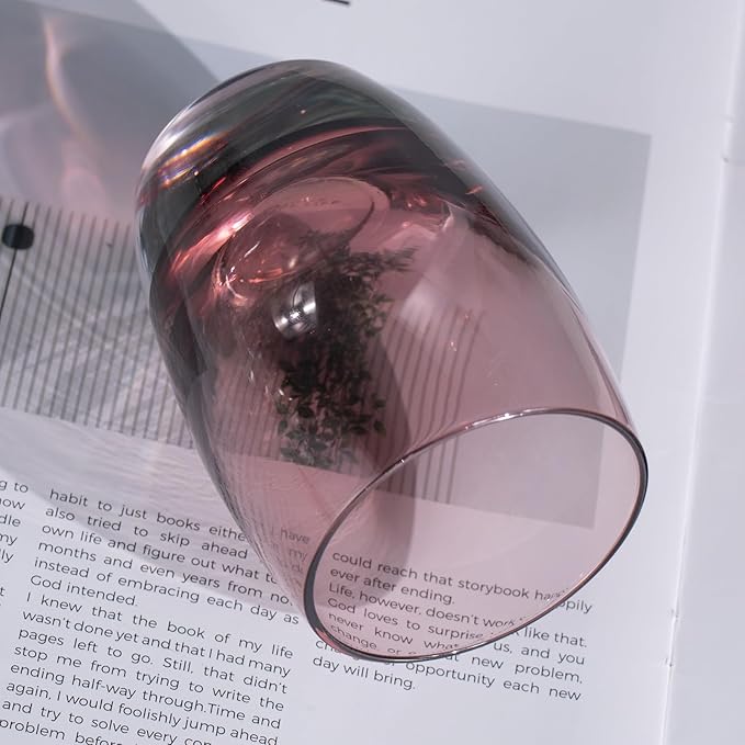 KAMMAK Purple Whiskey Glasses Set, 12.82 oz (380 ml) Old Fashioned Tumbler with Delicate Rim, Thick Heavy Bottom Glass & Seamless Design for Scotch, Bourbon, Cocktails