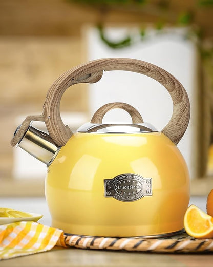 Stovetop Tea Kettle, 2.1 Quart Stove Top Whistling Tea Kettles,Water Teapot Induction Tea Kettle with Food Grade Stainless Steel and Silicone Anti-Hot Handle, Suitable for All Heat Sources