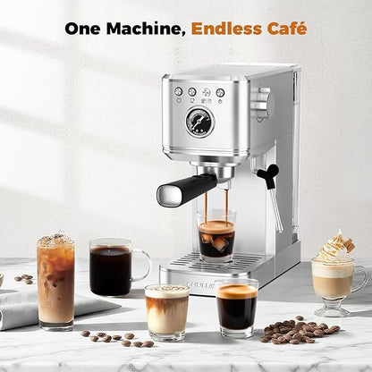 CHULUX Elite Espresso Machine 20 Bar, Hot and Ice Espresso Maker with Steam Wand for Americano, Latte, Cappuccino