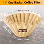 Load image into Gallery viewer, Segarty 150 Pack 1-4 Cup Unbleached Coffee Filters Disposable, 7.2in Natural Paper-made Brown Basket Coffee Filters Bar Accessories for Pour Over Maker Coffee Brewer Dripper Machine for Home Cafeteria