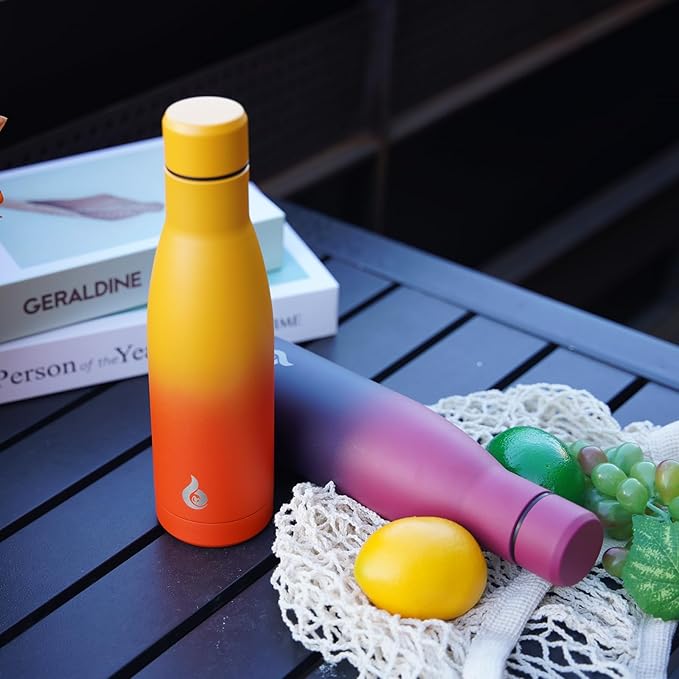 BJPKPK Insulated Water Bottle 17oz Stainless Steel Water Bottles Dishwasher Safe Reusable Metal Thermal Keep Cold and Hot,Elegant Green