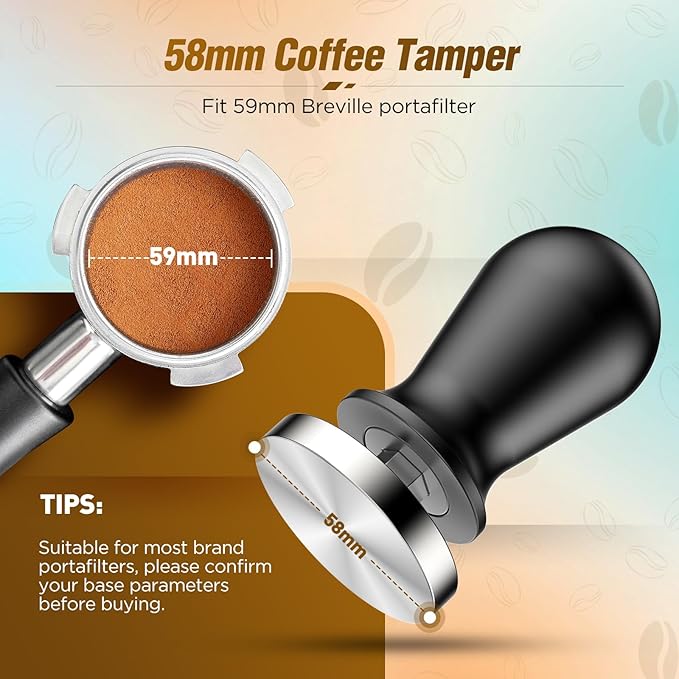58mm Espresso Coffee Tamper Set - Calibrated Spring-loaded Espresso Tamper 304 Stainless Steel Ground Tamper Fits for Breville Portafilter Espresso Hand Tampers for Barista Home Coffee