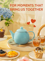 Load image into Gallery viewer, Sweese Teapot, Porcelain Tea Pot with Stainless Steel Infuser, Blooming &amp; Loose Leaf Teapot - 27ounce, Turquoise