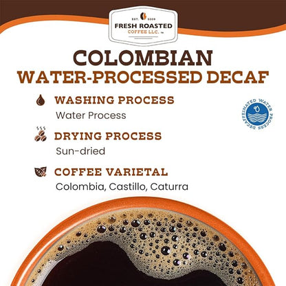Fresh Roasted Coffee,100% Colombian Water Processed Decaf, Kosher, K-Cup Compatible, 24 Pods
