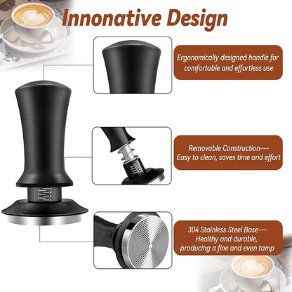 Yeelan Espresso Tamper 51mm with WDT Tool,Calibrated Spring Loaded Coffee Tamper with Silicone Mat,100% Flat Stainless Steel Base Espresso Tools - Tamper for Espresso Machine,Espresso Accessories