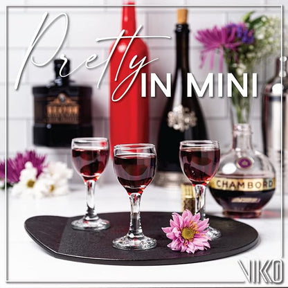 Vikko 1.75 Ounce Shot Glasses, Set of 6 Small Liquor Glass with Stem, Spirit Glasses, Durable Tequila Bar Glasses For Alcohol and Espresso Shots