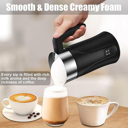 Milk Frother, 4-in-1 Milk Frother and Steamer, 10.1oz/300ml Automatic Hot and Cold Foam Maker and Milk Warmer, Electric Milk Frother for Coffee, Latte, Cappuccino, Matcha(Black)