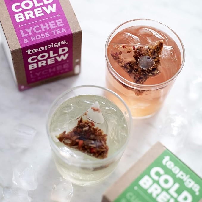 teapigs Lychee & Rose Cold Brew Made With Whole Leaves (6 Packs of 10 Tea Bags)