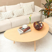 FIRMINANA Mid Century Modern Coffee Table,Large Oval Shape for Living Room,Oval Small Mangotop Coffee Table for Small Spaces Nature Wood-47.3
