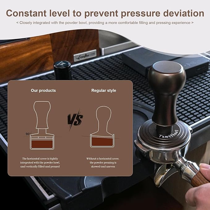 Professional Espresso Tamper Kit - Calibrated Spring Loaded Coffee Tamper with Stand, 58mm Stainless Steel Espresso Hand Tamper Base for Barista & Home Coffee Machines,Black