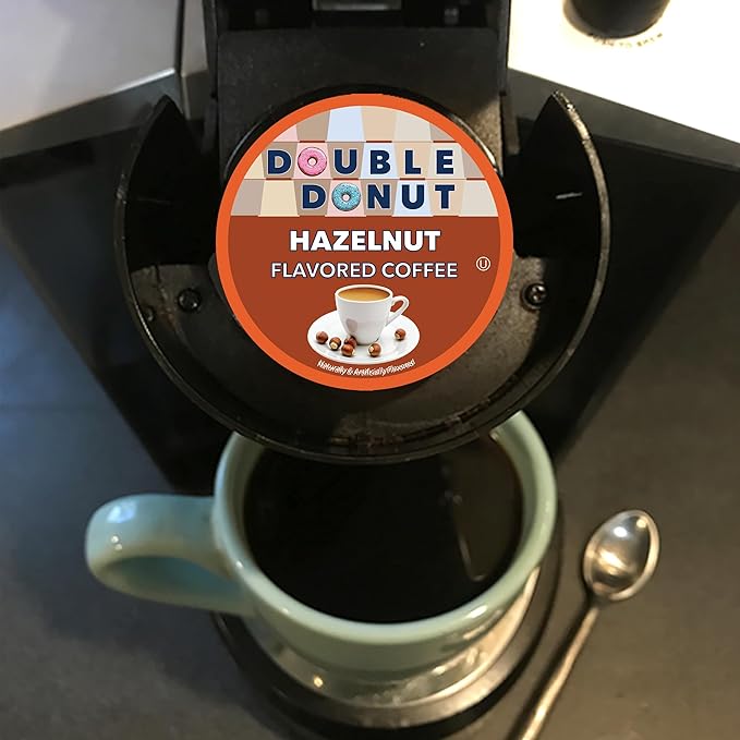 Double Donut Coffee Hazelnut Flavored Coffee pods, Medium Roast Coffee,Compatible with Keurig K Cups Brewers, 20 Count