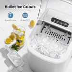 Load image into Gallery viewer, Countertop Portable Ice Maker Machine with Handle, 9 Bullet-Shaped Ice Cubes Ready in 6 Mins, 26Lbs/24H, Self-Cleaning Function with Ice Scoop and Basket for Home/Kitchen/Party (White)