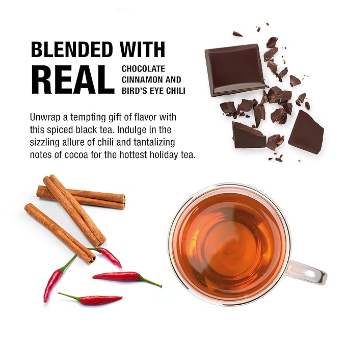 Tiesta Tea - Sexy Hot Christmas Tea, Loose Leaf, Cocoa Chili Black, Premium High Caffeinated Blend, Spicy Black, Make Hot or Iced, Brews Up to 50 Cups, 4.5 Ounce Refillable Tin