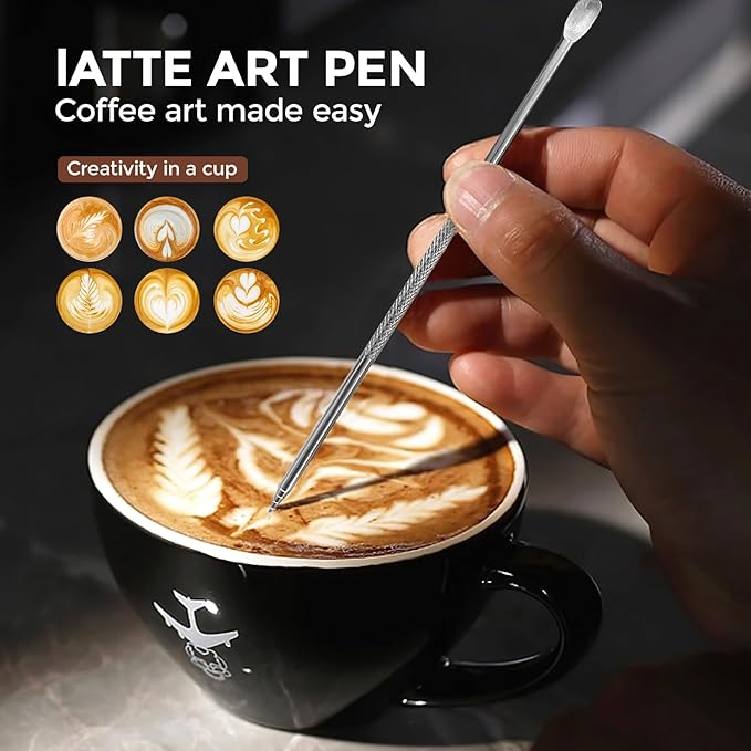 Milk Frothing Pitcher, 30 Oz/900 ML Milk Frother Steamer Cup Stainless Steel Espresso Cup with Decorating Pen