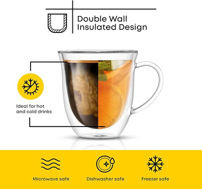 JoyJolt Serene Double Walled Insulated Glasses Coffee Mug (Set of 2) 13.5 Ounces
