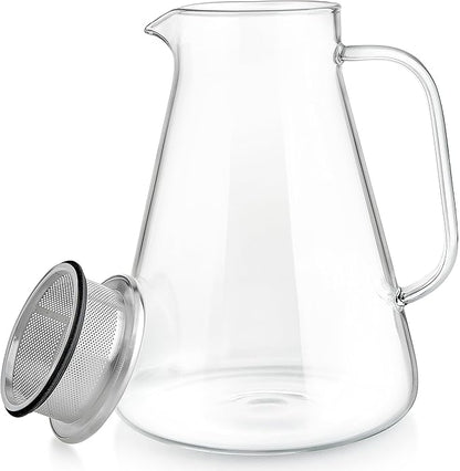 Teabloom One-Touch Tea Maker, 2-in-1 Teapot and Kettle with Stainless Steel Filter Lid for Loose Tea – Stain-free Borosilicate Glass Teapot (56 Oz) – Tea Connoisseur's Choice