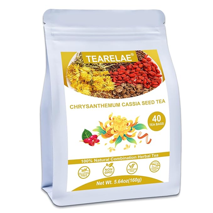 TEARELAE - Chrysanthemum Cassia Seed Tea - 4g x 40 Count - Burdock Root, Goji Berry, Honeysuckle, Osmanthus - Combination Herbal Tea Bag