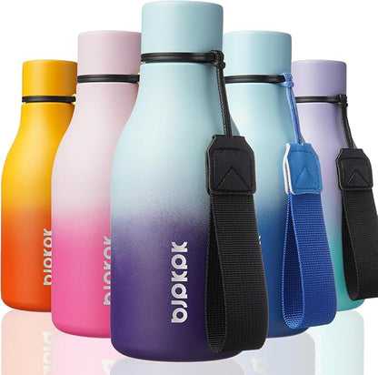 BJPKPK Insulated Water Bottles, 12oz Stainless Steel Metal Water Bottle with Strap, BPA Free Leak Proof Jugs, Mugs, Flasks, Reusable Thermal Flasks for Sports & Travel, Ocean Dream