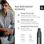 Load image into Gallery viewer, LARS NYSØM Stainless Steel Insulated Water Bottle 12oz 17oz 25oz 34oz 51oz | Insulated Thermo Flask for Hot and Cold Beverages | Leakproof Drinking Bottle (Carbon Black, 33.9oz)