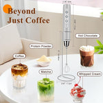 Load image into Gallery viewer, Milk Frother Handheld Rechargeable with Stand, Frother Wand Drink Mixer Electric Whisk for Coffee, Detachable With 3 Stainless Whisks, Hand Mixer for Lattes, Cappuccino, Matcha, Egg, Silver